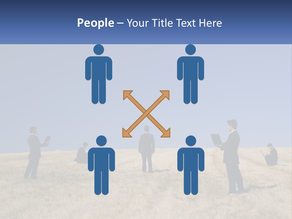 A Group Of People Standing In A Field With Laptops PowerPoint Template