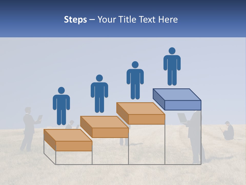 A Group Of People Standing In A Field With Laptops PowerPoint Template