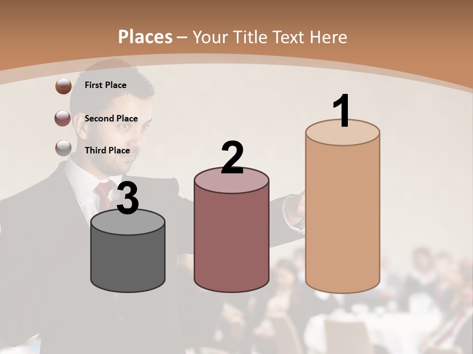 A Man In A Suit Is Giving A Presentation PowerPoint Template