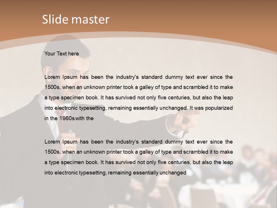 A Man In A Suit Is Giving A Presentation PowerPoint Template