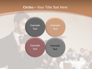 A Man In A Suit Is Giving A Presentation PowerPoint Template