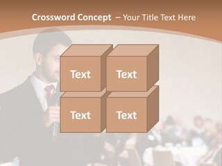 A Man In A Suit Is Giving A Presentation PowerPoint Template