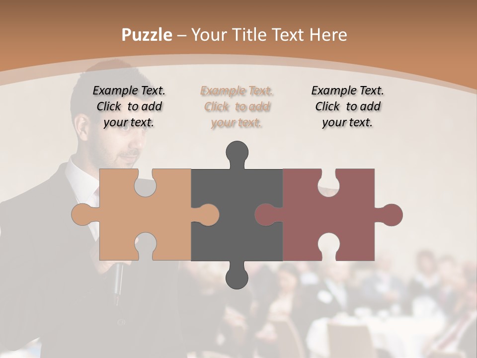 A Man In A Suit Is Giving A Presentation PowerPoint Template