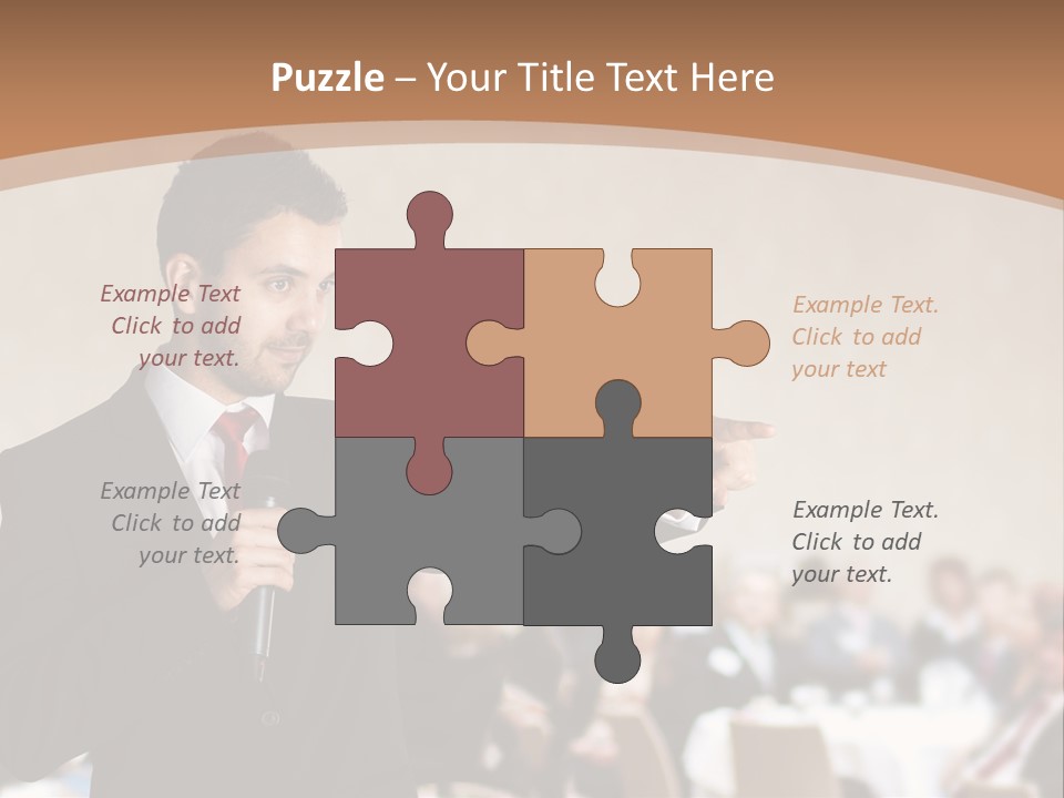 A Man In A Suit Is Giving A Presentation PowerPoint Template