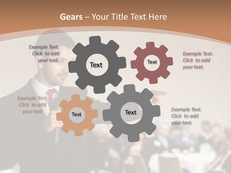 A Man In A Suit Is Giving A Presentation PowerPoint Template