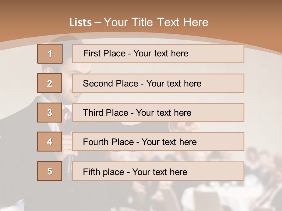 A Man In A Suit Is Giving A Presentation PowerPoint Template