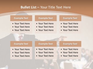 A Man In A Suit Is Giving A Presentation PowerPoint Template