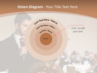 A Man In A Suit Is Giving A Presentation PowerPoint Template