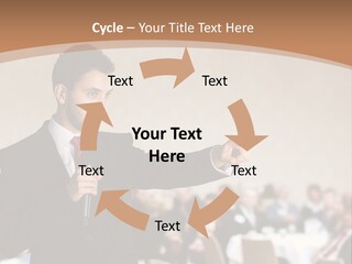 A Man In A Suit Is Giving A Presentation PowerPoint Template