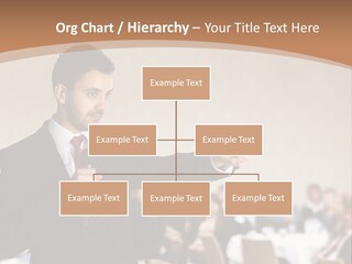 A Man In A Suit Is Giving A Presentation PowerPoint Template