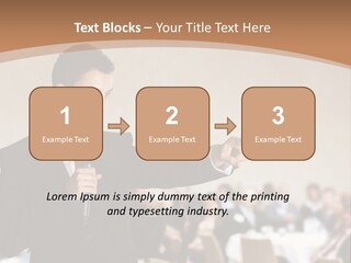 A Man In A Suit Is Giving A Presentation PowerPoint Template