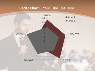 A Man In A Suit Is Giving A Presentation PowerPoint Template