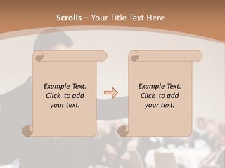 A Man In A Suit Is Giving A Presentation PowerPoint Template