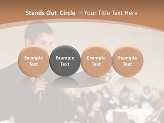 A Man In A Suit Is Giving A Presentation PowerPoint Template