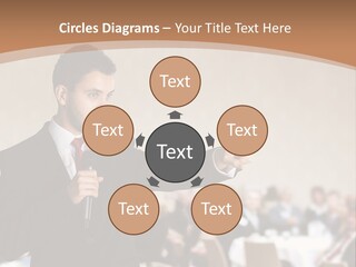A Man In A Suit Is Giving A Presentation PowerPoint Template