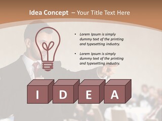 A Man In A Suit Is Giving A Presentation PowerPoint Template