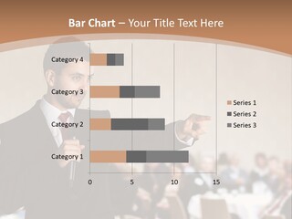 A Man In A Suit Is Giving A Presentation PowerPoint Template