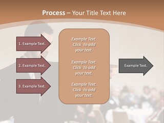 A Man In A Suit Is Giving A Presentation PowerPoint Template