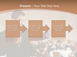 A Man In A Suit Is Giving A Presentation PowerPoint Template