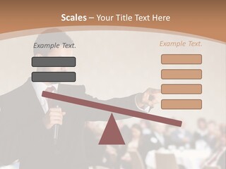 A Man In A Suit Is Giving A Presentation PowerPoint Template