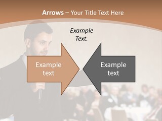 A Man In A Suit Is Giving A Presentation PowerPoint Template