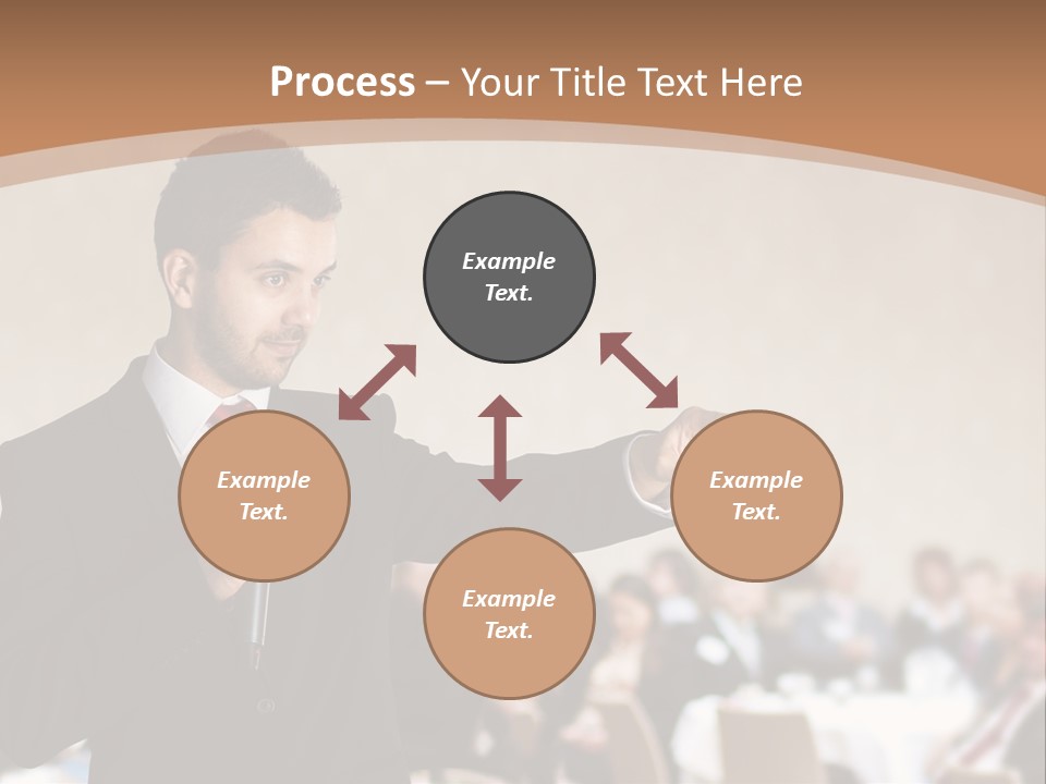 A Man In A Suit Is Giving A Presentation PowerPoint Template