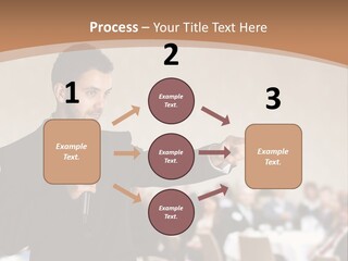 A Man In A Suit Is Giving A Presentation PowerPoint Template