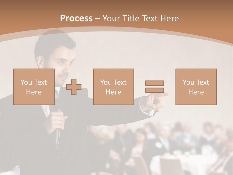 A Man In A Suit Is Giving A Presentation PowerPoint Template