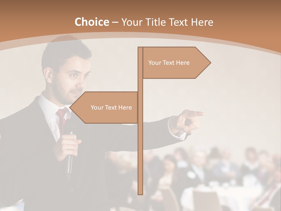 A Man In A Suit Is Giving A Presentation PowerPoint Template