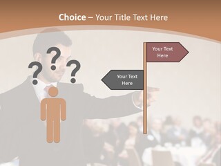 A Man In A Suit Is Giving A Presentation PowerPoint Template