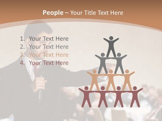 A Man In A Suit Is Giving A Presentation PowerPoint Template