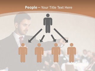 A Man In A Suit Is Giving A Presentation PowerPoint Template