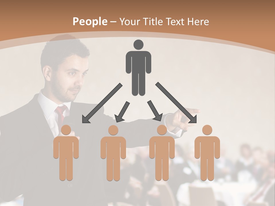 A Man In A Suit Is Giving A Presentation PowerPoint Template