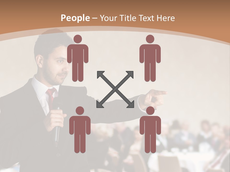A Man In A Suit Is Giving A Presentation PowerPoint Template