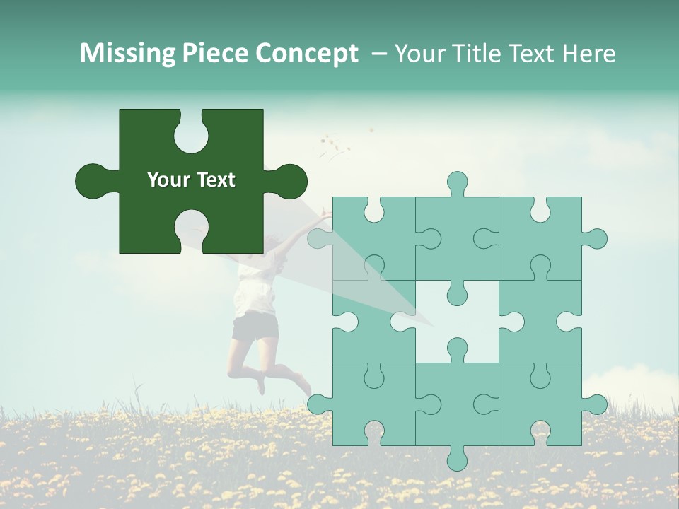 A Woman Jumping In The Air With A Kite PowerPoint Template