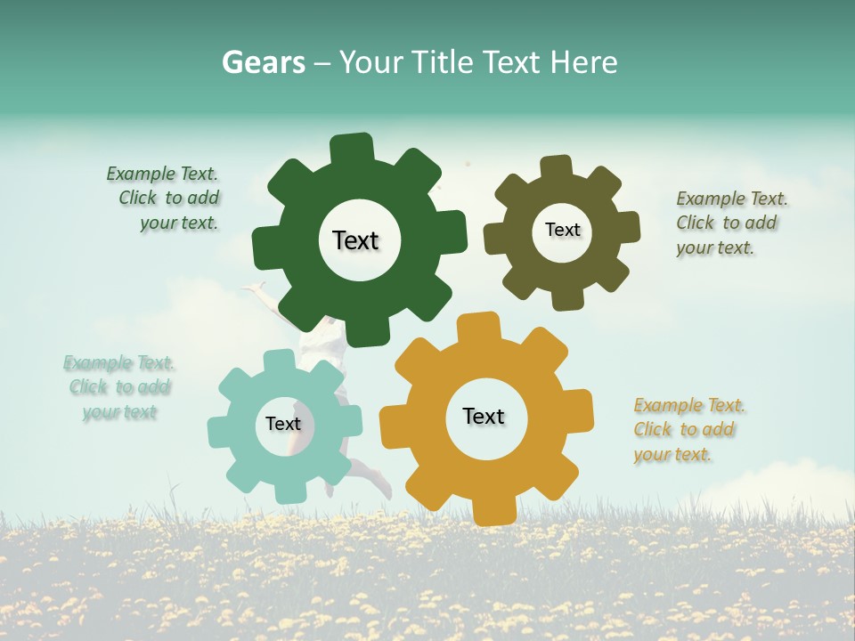 A Woman Jumping In The Air With A Kite PowerPoint Template