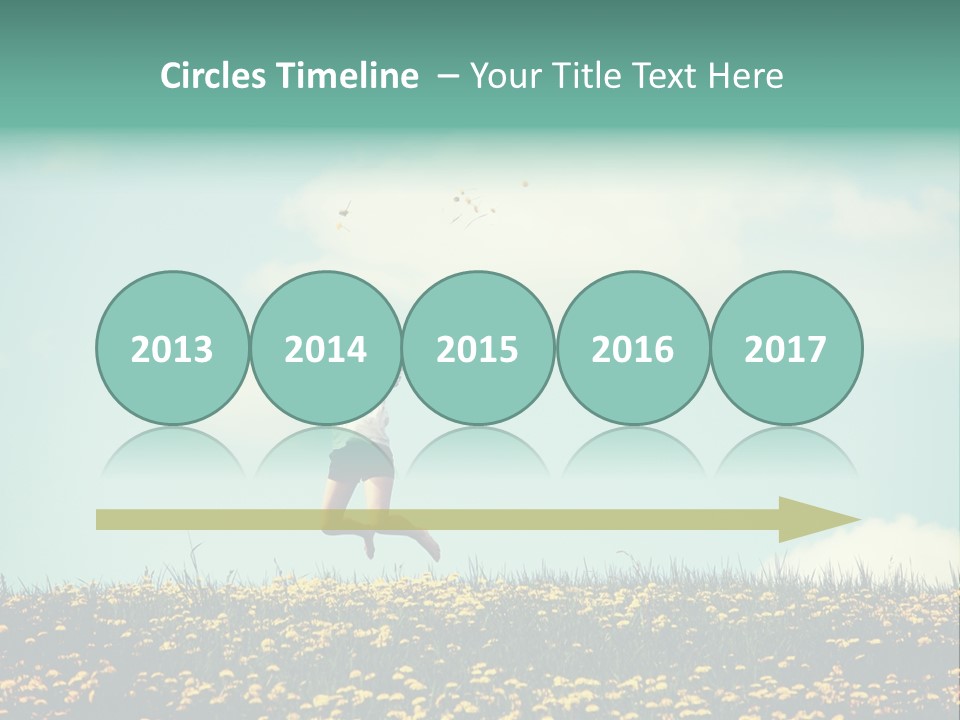 A Woman Jumping In The Air With A Kite PowerPoint Template