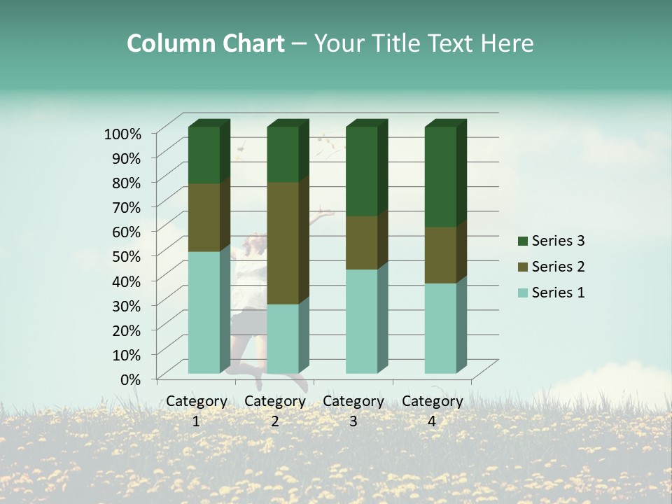 A Woman Jumping In The Air With A Kite PowerPoint Template