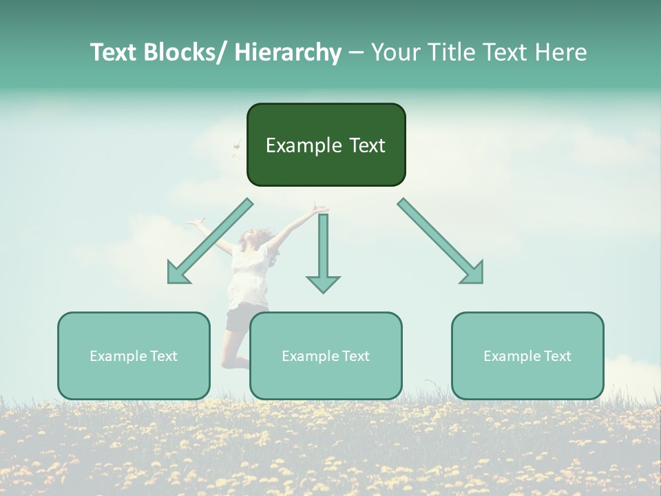 A Woman Jumping In The Air With A Kite PowerPoint Template