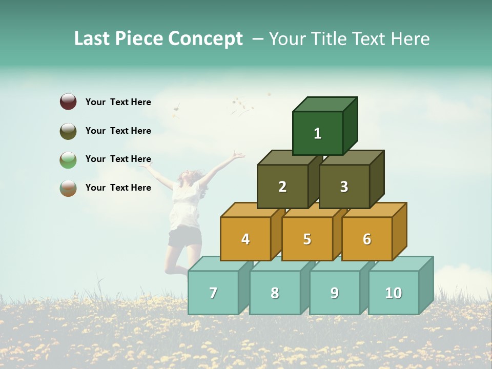 A Woman Jumping In The Air With A Kite PowerPoint Template