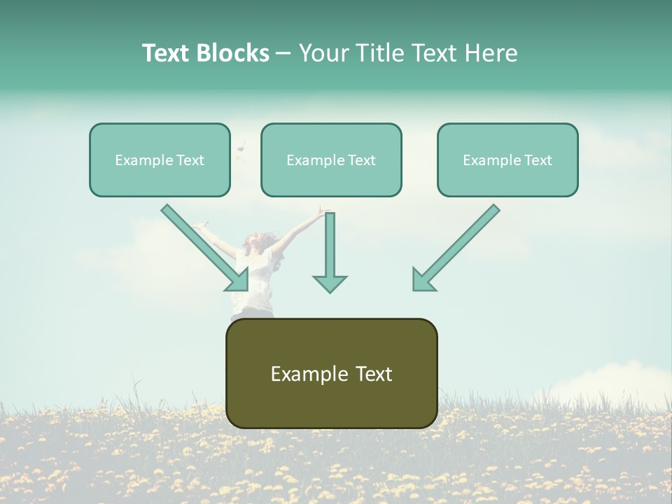 A Woman Jumping In The Air With A Kite PowerPoint Template