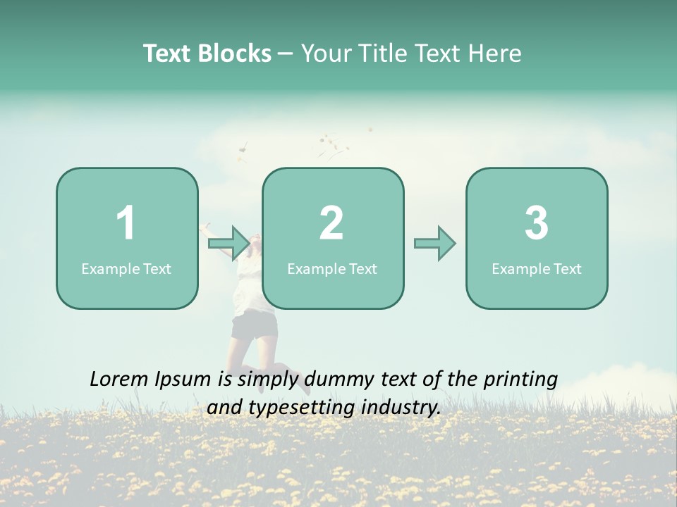 A Woman Jumping In The Air With A Kite PowerPoint Template