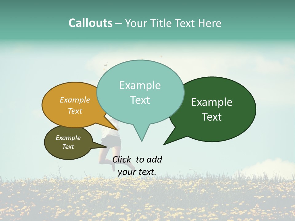 A Woman Jumping In The Air With A Kite PowerPoint Template