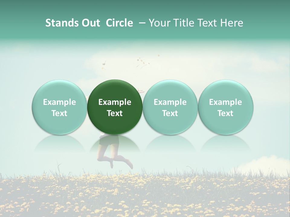 A Woman Jumping In The Air With A Kite PowerPoint Template