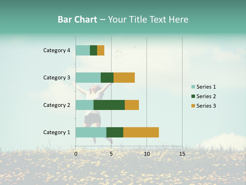 A Woman Jumping In The Air With A Kite PowerPoint Template