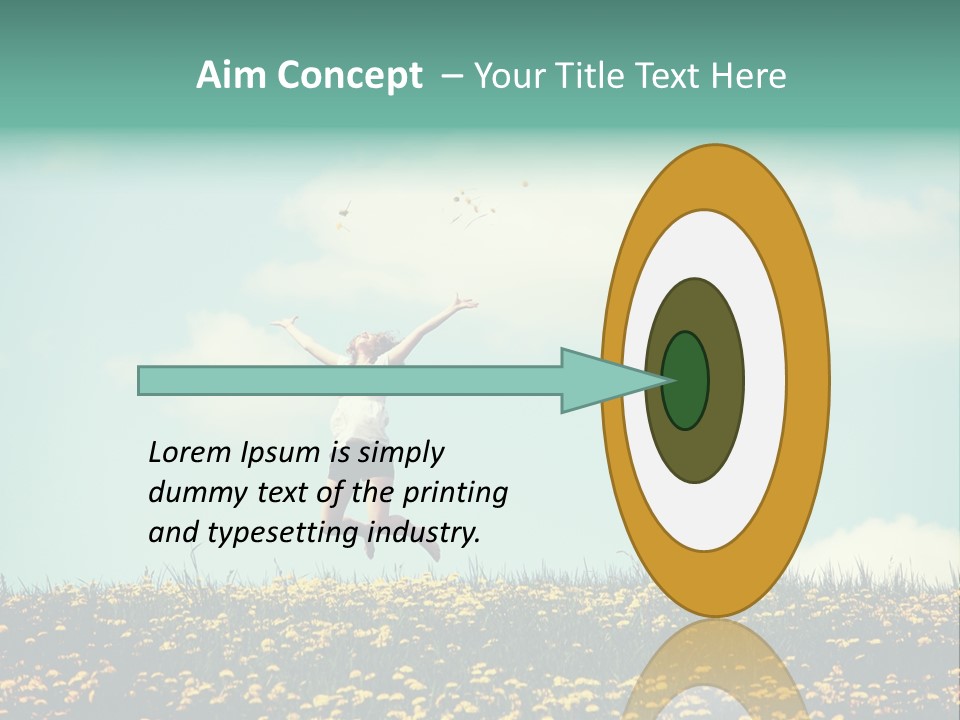 A Woman Jumping In The Air With A Kite PowerPoint Template