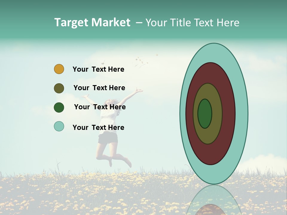 A Woman Jumping In The Air With A Kite PowerPoint Template