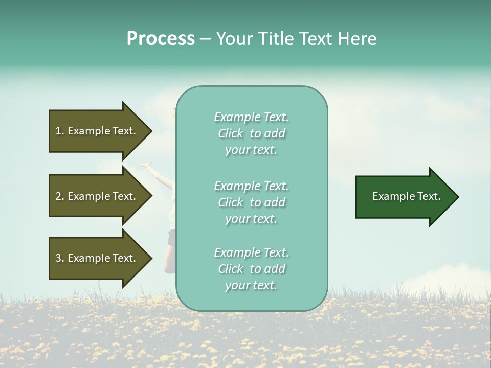 A Woman Jumping In The Air With A Kite PowerPoint Template