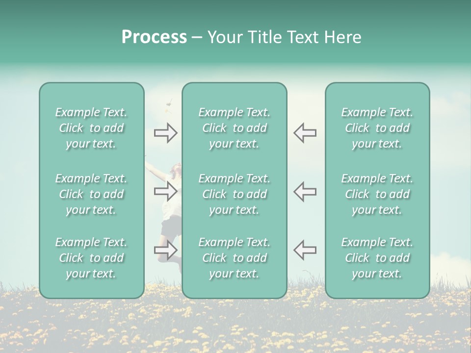 A Woman Jumping In The Air With A Kite PowerPoint Template