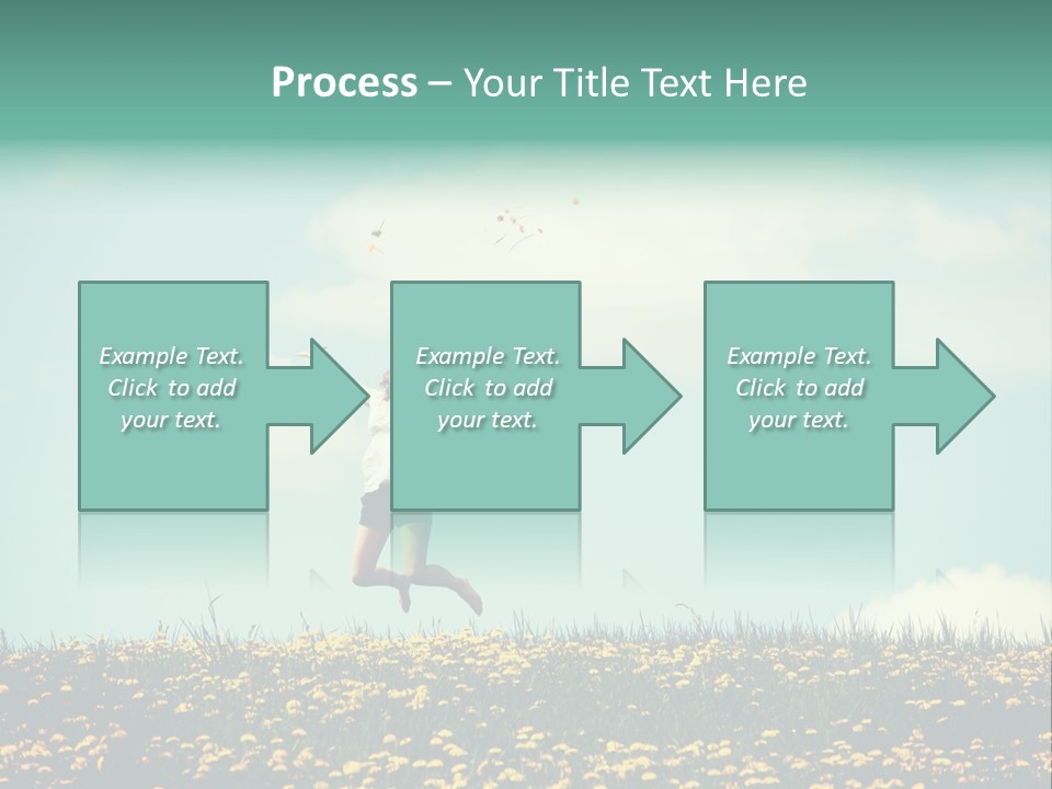 A Woman Jumping In The Air With A Kite PowerPoint Template